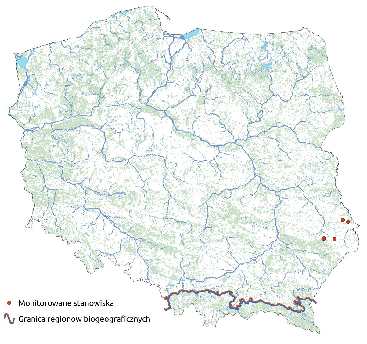 Mapa przedstawiająca rozmieszczenie gatunku Ciemiężyca czarna. Kliknięcie na zdjęcie spowoduje powiększenie do rozmiarów oryginalnych