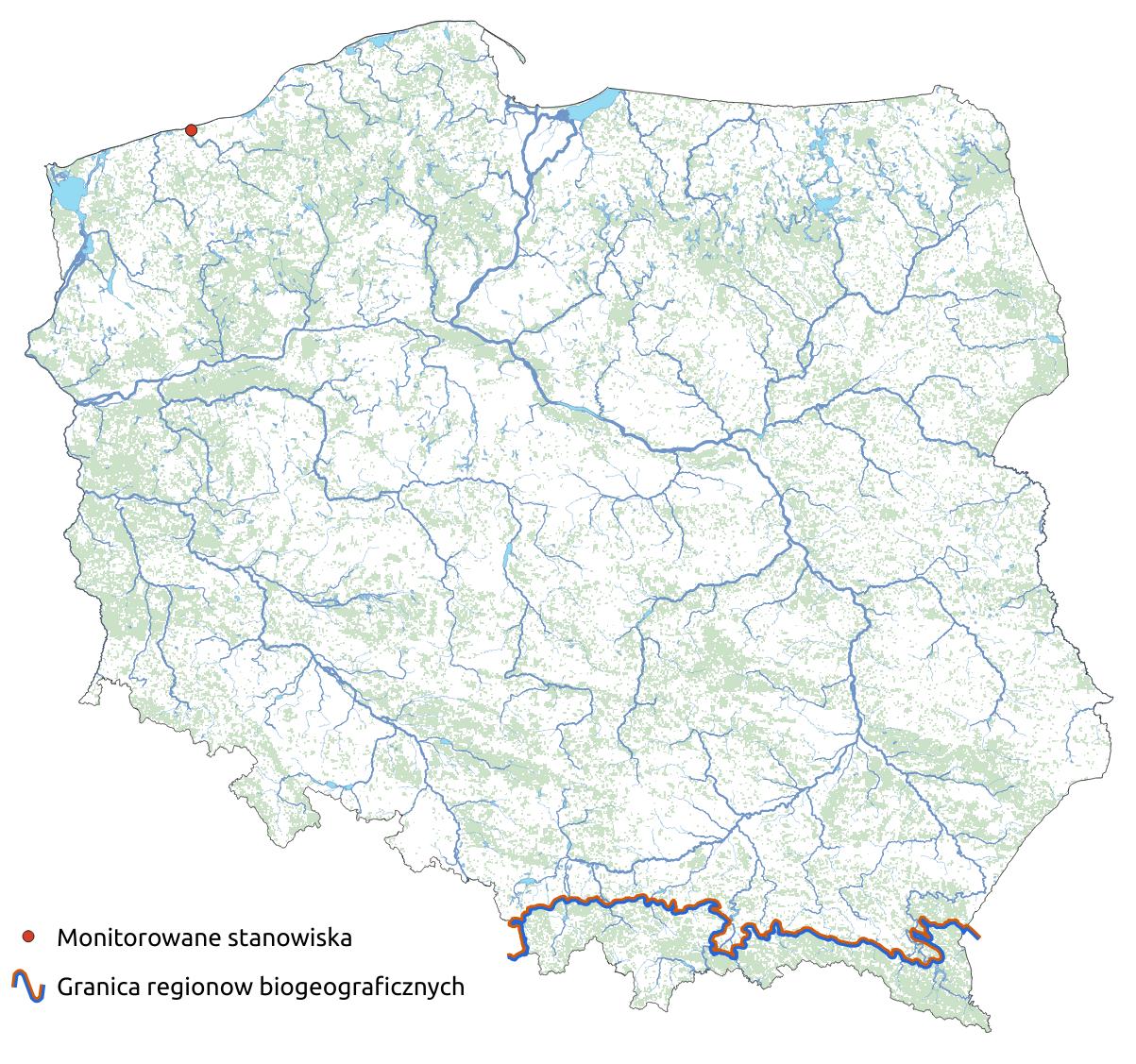 Mapa przedstawiająca rozmieszczenie gatunku Turzyca wyciągnięta. Kliknięcie na zdjęcie spowoduje powiększenie do rozmiarów oryginalnych