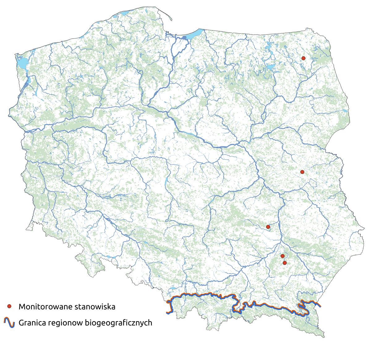 Mapa przedstawiająca rozmieszczenie gatunku Wawrzynek główkowy. Kliknięcie na zdjęcie spowoduje powiększenie do rozmiarów oryginalnych