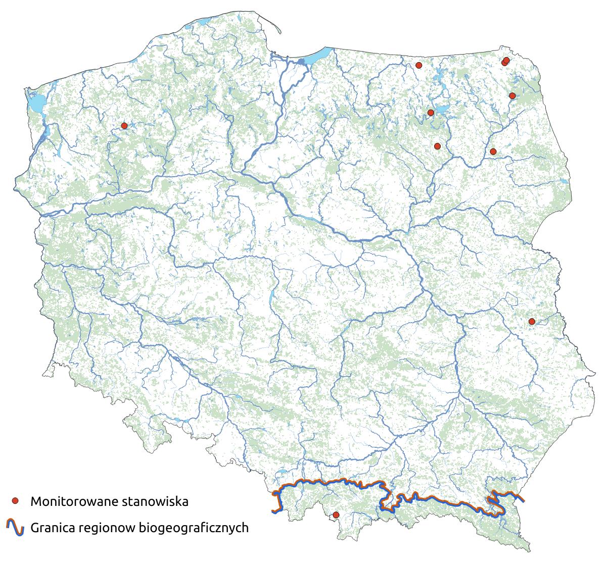 Mapa przedstawiająca rozmieszczenie gatunku Wełnianka delikatna. Kliknięcie na zdjęcie spowoduje powiększenie do rozmiarów oryginalnych