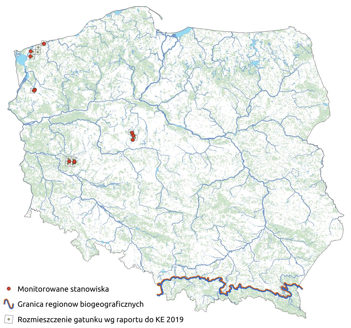 Mapa przedstawiająca rozmieszczenie gatunku Selery błotne. Kliknięcie na zdjęcie spowoduje powiększenie do rozmiarów oryginalnych
