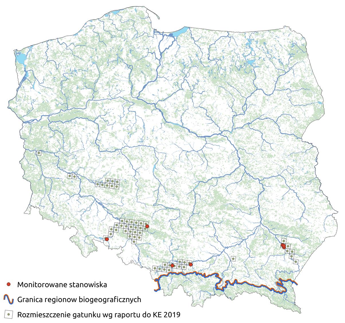 Mapa przedstawiająca rozmieszczenie gatunku Lindernia mułowa. Kliknięcie na zdjęcie spowoduje powiększenie do rozmiarów oryginalnych