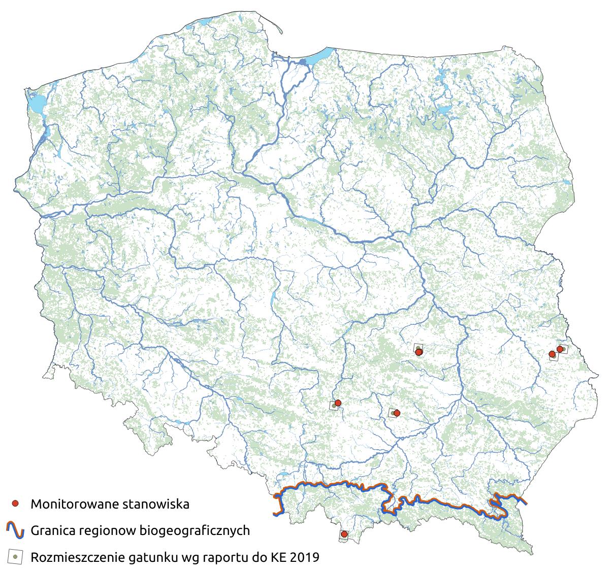 Mapa przedstawiająca rozmieszczenie gatunku Języczka syberyjska. Kliknięcie na zdjęcie spowoduje powiększenie do rozmiarów oryginalnych