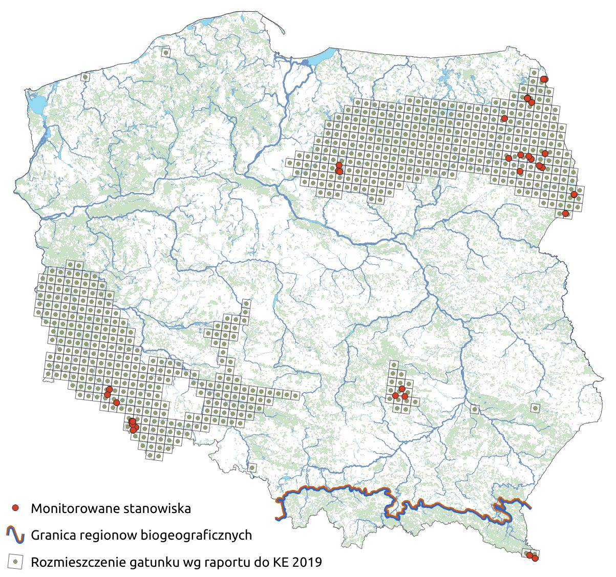 Mapa przedstawiająca rozmieszczenie gatunku Arnika górska. Kliknięcie na zdjęcie spowoduje powiększenie do rozmiarów oryginalnych