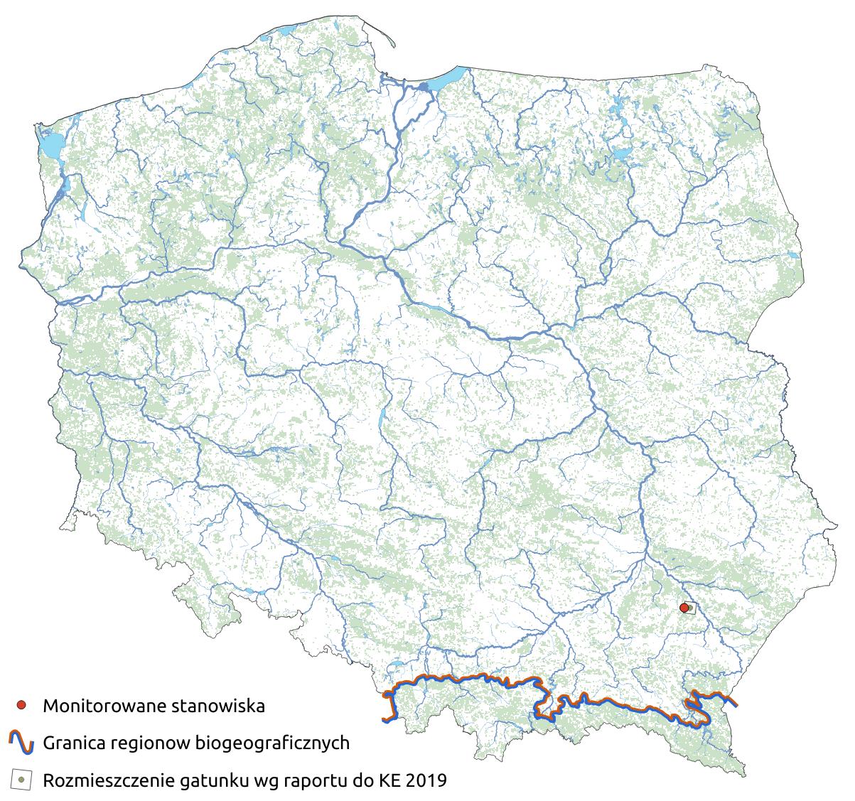 Mapa przedstawiająca rozmieszczenie gatunku Różanecznik żółty. Kliknięcie na zdjęcie spowoduje powiększenie do rozmiarów oryginalnych