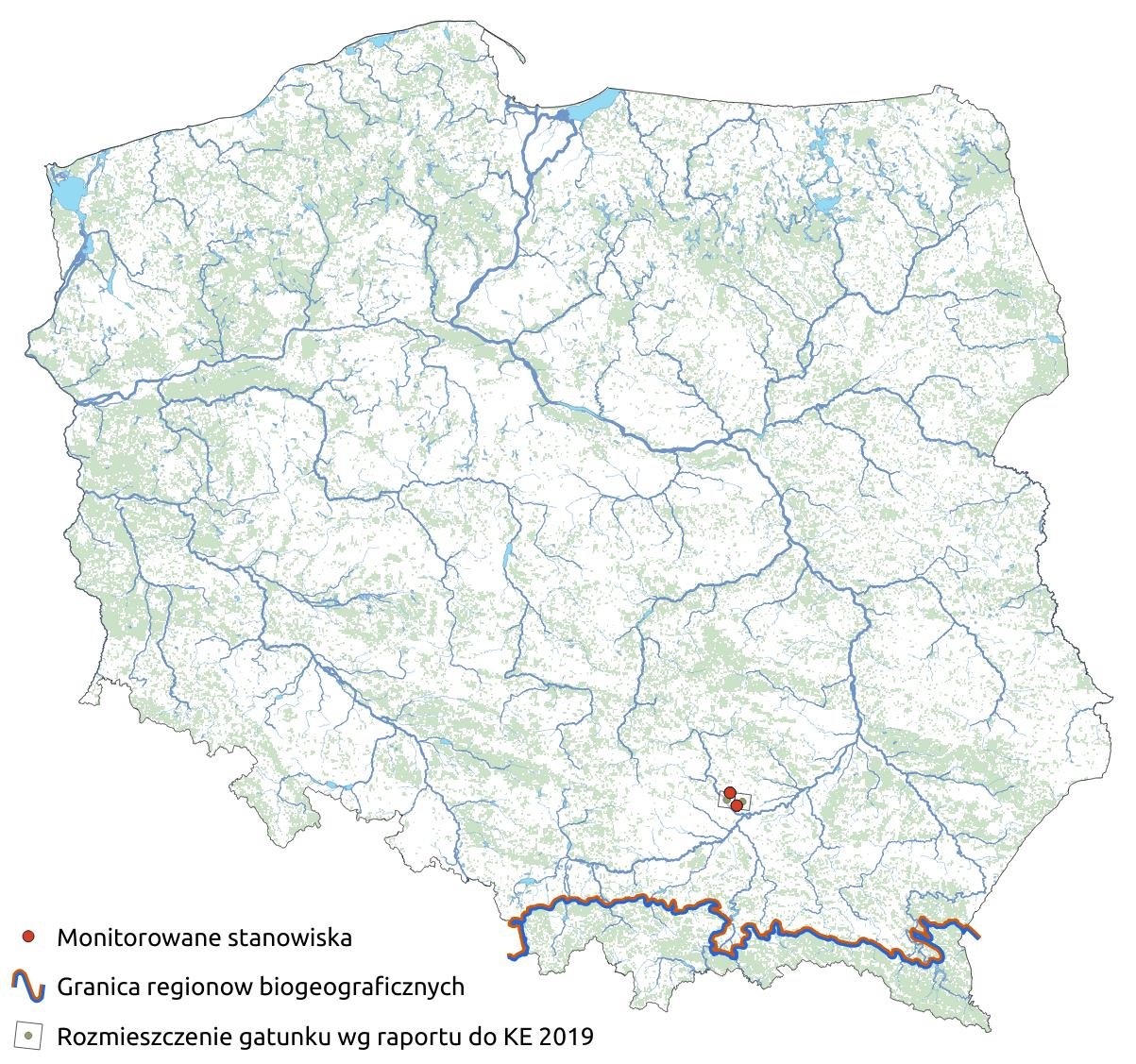Mapa przedstawiająca rozmieszczenie gatunku Sierpik różnolistny. Kliknięcie na zdjęcie spowoduje powiększenie do rozmiarów oryginalnych