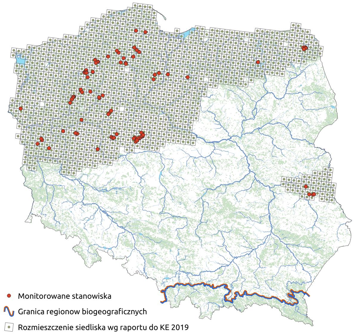 Mapa przedstawiająca występowanie siedliska Twardowodne oligo- i mezotroficzne zbiorniki z podwodnymi łąkami ramienic. Kliknięcie na zdjęcie spowoduje powiększenie do rozmiarów oryginalnych