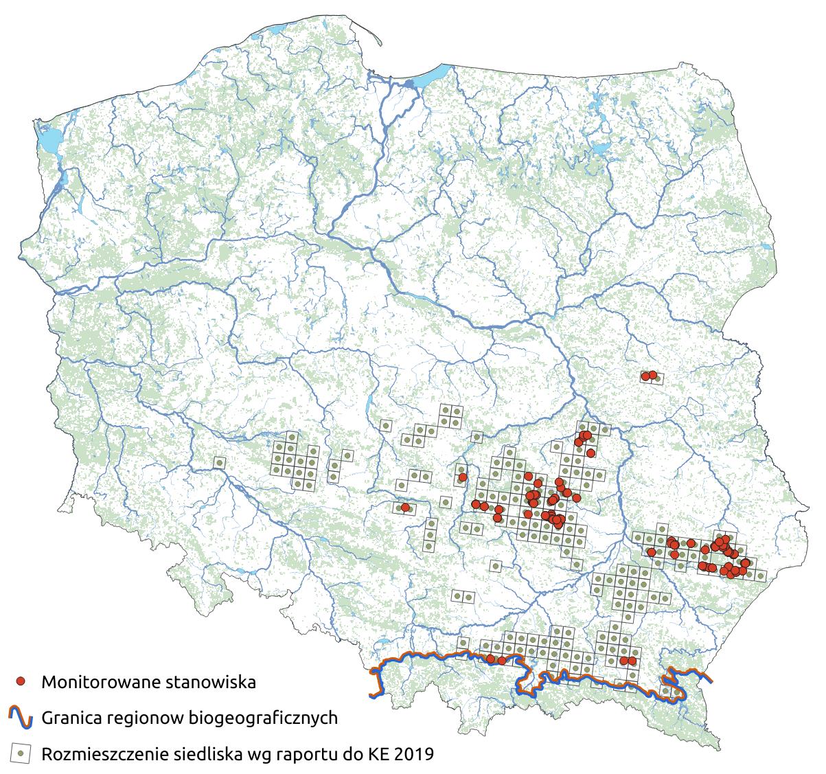 Mapa przedstawiająca występowanie jodłowego boru świętokrzyskiego. Kliknięcie na zdjęcie spowoduje powiększenie do rozmiarów oryginalnych