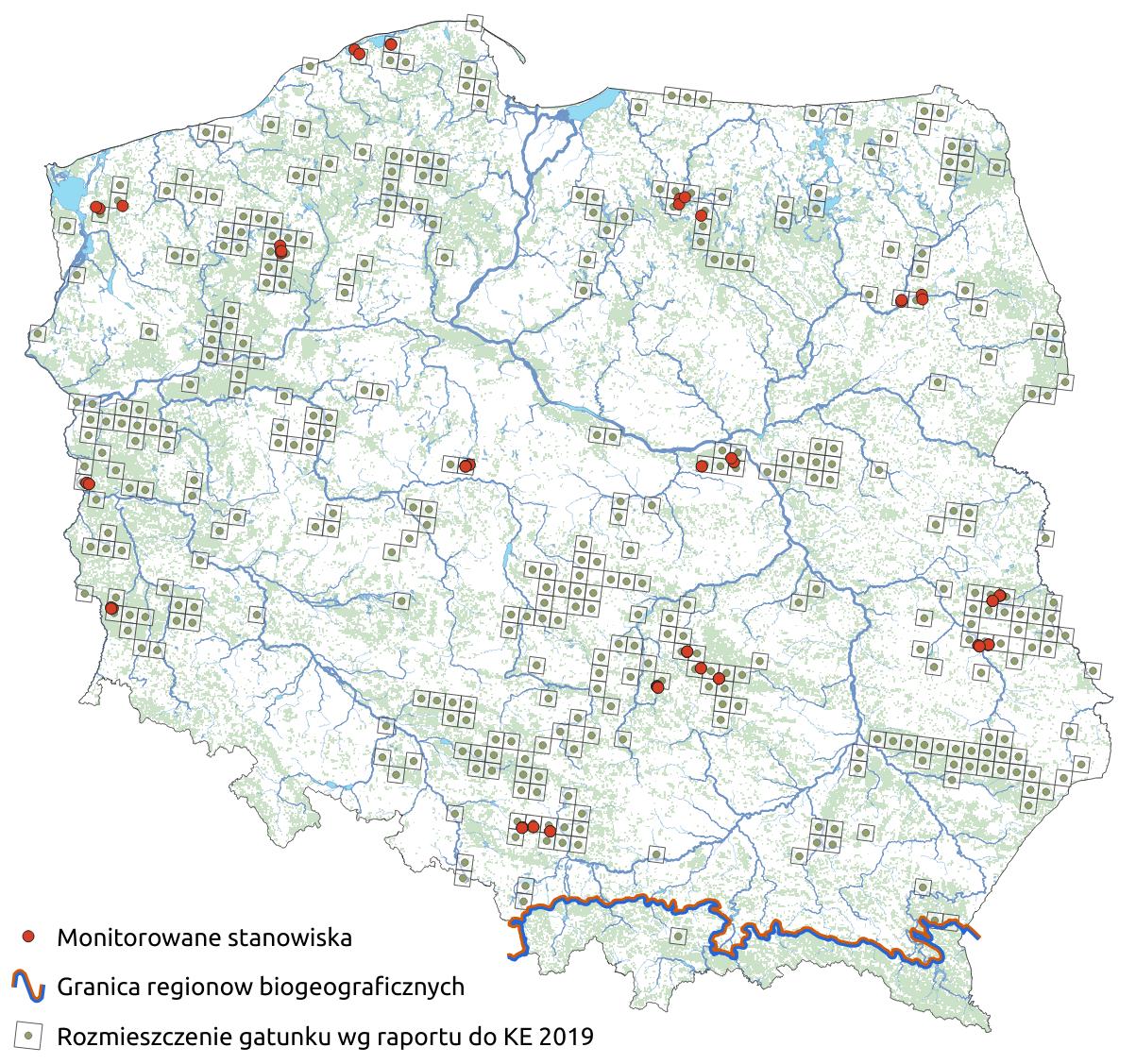 Mapa przedstawiająca rozmieszczenie gatunku zalotka większa. Kliknięcie na zdjęcie spowoduje powiększenie do rozmiarów oryginalnych