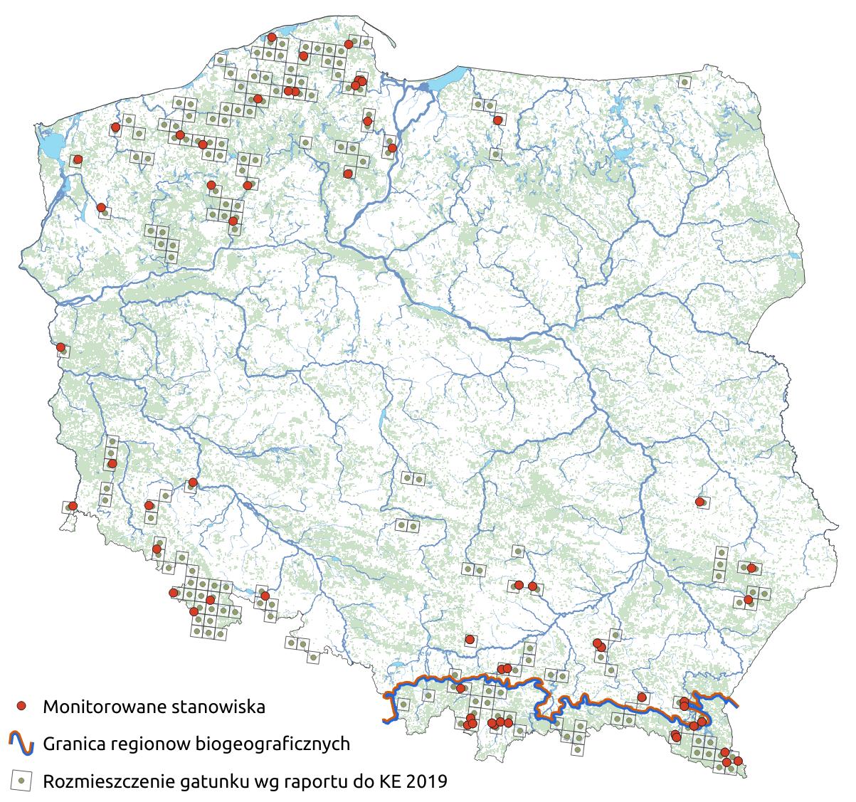 Mapa przedstawiająca rozmieszczenie gatunku lipień. Kliknięcie na zdjęcie spowoduje powiększenie do rozmiarów oryginalnych