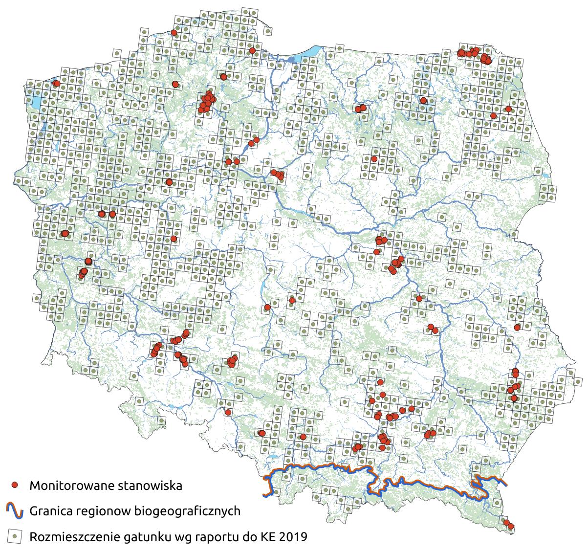Mapa przedstawiająca rozmieszczenie gatunku żaba moczarowa. Kliknięcie na zdjęcie spowoduje powiększenie do rozmiarów oryginalnych