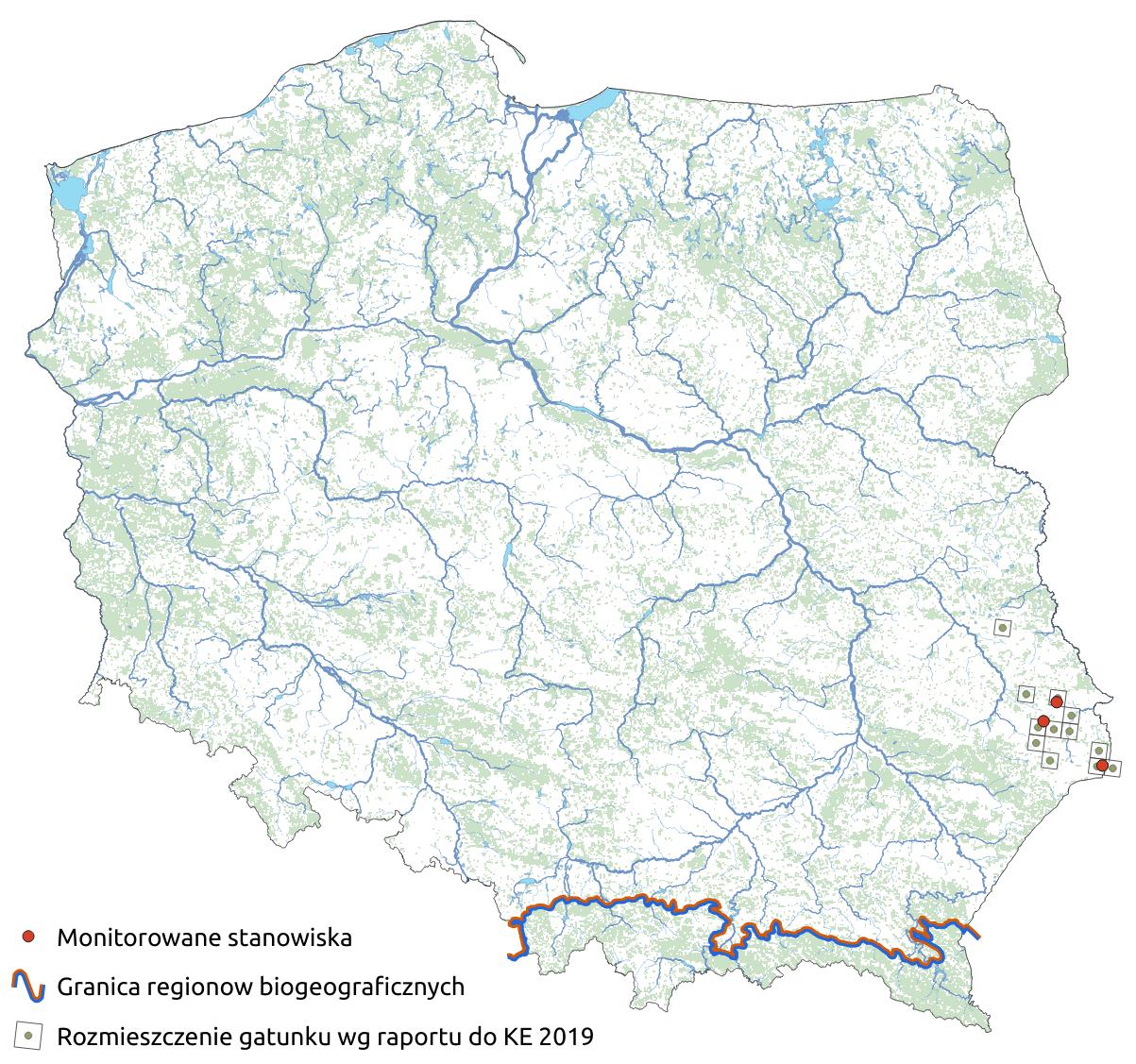 Mapa przedstawiająca rozmieszczenie gatunku smużka stepowa. Kliknięcie na zdjęcie spowoduje powiększenie do rozmiarów oryginalnych