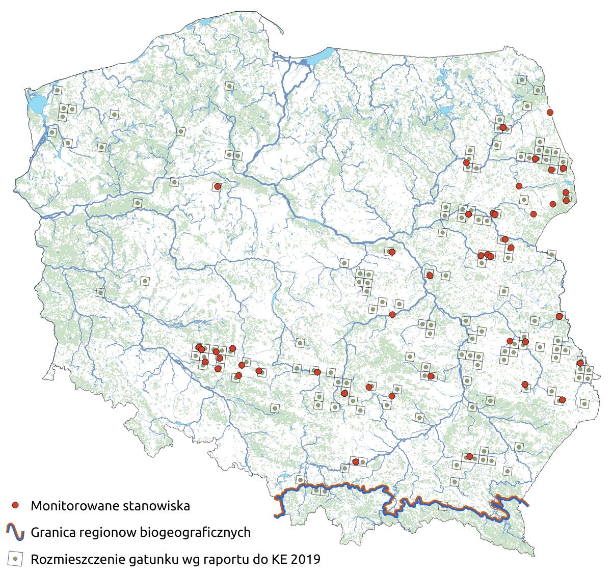 Mapa przedstawiająca rozmieszczenie gatunku czerwończyk fioletek. Kliknięcie na zdjęcie spowoduje powiększenie do rozmiarów oryginalnych