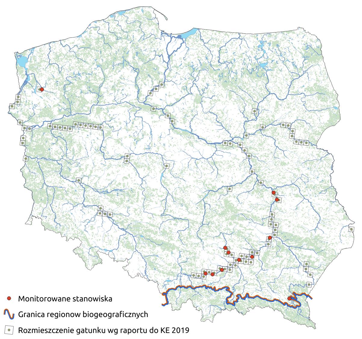 Mapa przedstawiająca rozmieszczenie gatunku kiełb białopłetwy. Kliknięcie na zdjęcie spowoduje powiększenie do rozmiarów oryginalnych