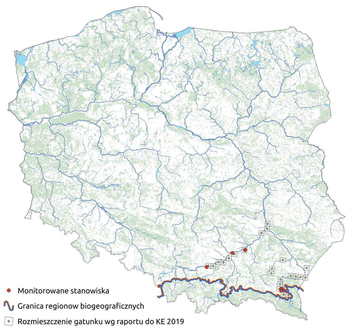 Mapa przedstawiająca rozmieszczenie gatunku kiełb Kesslera. Kliknięcie na zdjęcie spowoduje powiększenie do rozmiarów oryginalnych