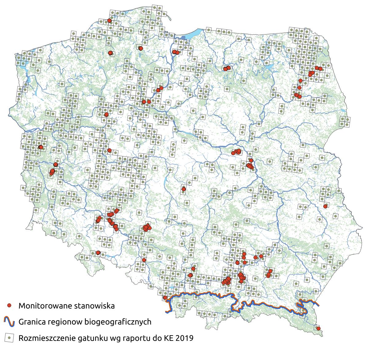 Mapa przedstawiająca rozmieszczenie gatunku żaba wodna. Kliknięcie na zdjęcie spowoduje powiększenie do rozmiarów oryginalnych